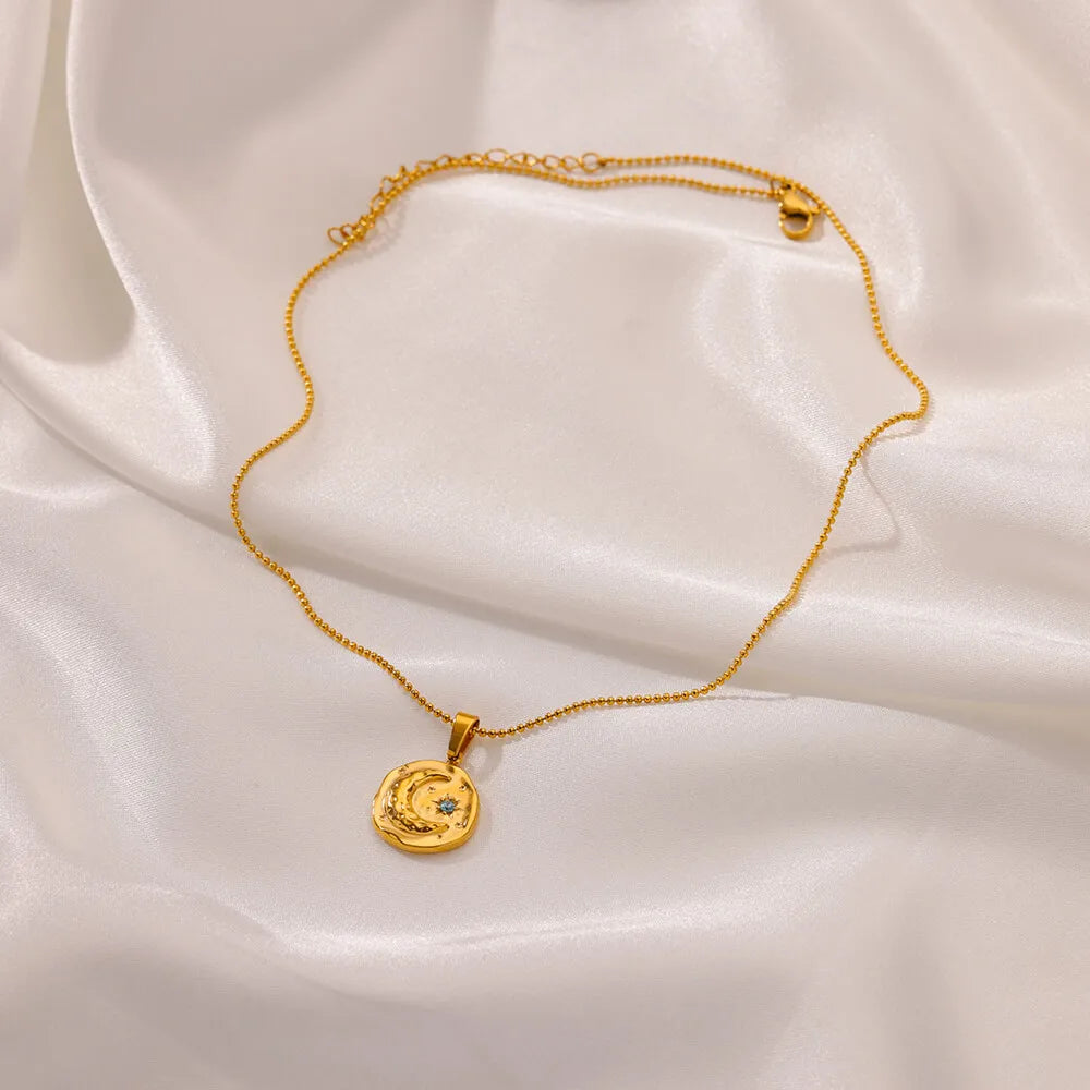 Gold Star Moon Necklace