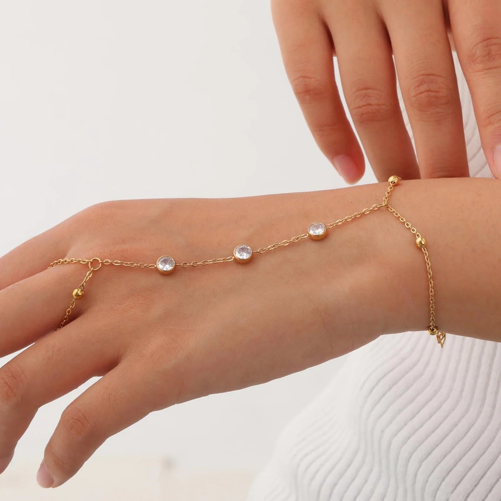 Gold Hand Chain Ring Bracelet