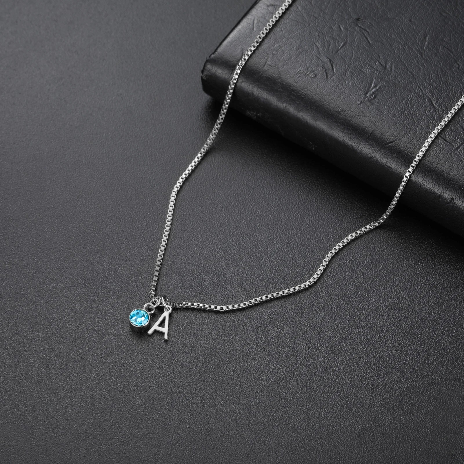Custom Birthstone Initial Necklace
