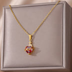 Gold Heart Cross Necklace