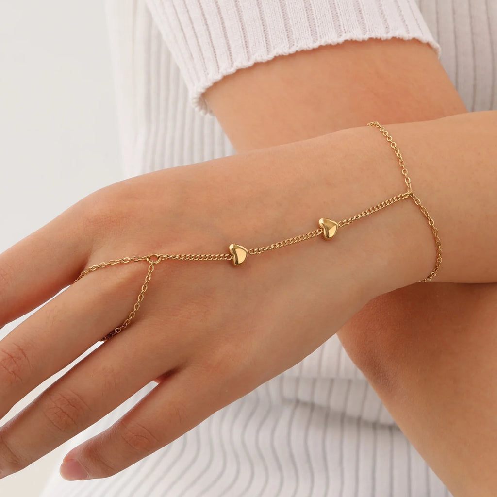 Gold Hand Chain Ring Bracelet