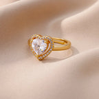 Gold Heart Zircon Ring